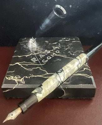 🔴 Penna stilografica AUREA stiloforo celluloide madreperla pulsante fondo DURF