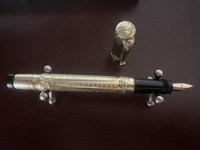 Invicta Stylo à Plume Rétractable Ciselé Plaqué Or Stylo Plume 14k Vintage