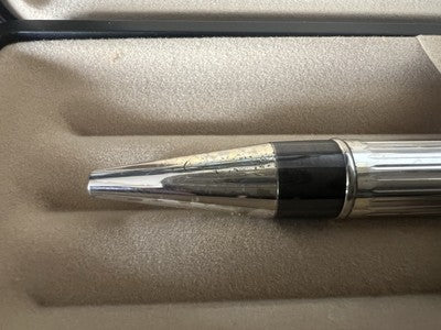 Campo Marzio Stylo-Plume Sphère Chrome Et Laque Noire Plaqué Argent Écrit