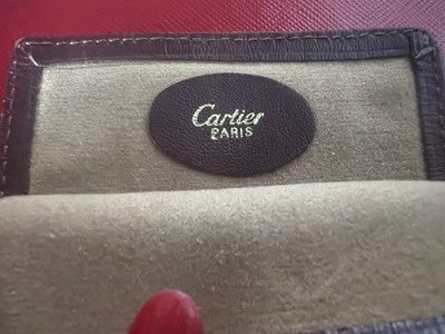 🔴 CARTIER fodero occhiali pelle bordeaux angoli rinforzati metallo vintage