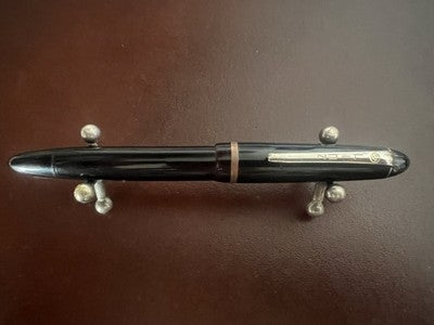 Linz Stift Füllfederhalter Schwarz Kolben Feder Gold 14 KT Schreibt Vintage