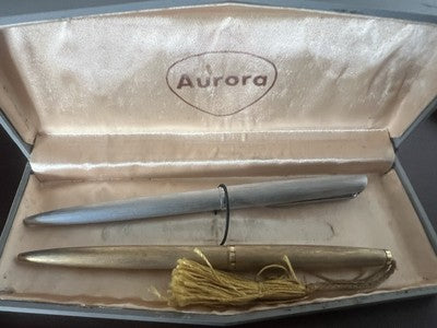 Aurora Pens Sphere 98 Chrome And Gold With Bow Write 2 Pens 