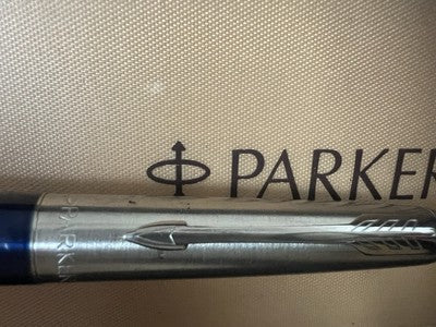 Parker 45 Stylo-Plume Stylo à Plume Bleu Chrome F Avec Cartouches Vintage