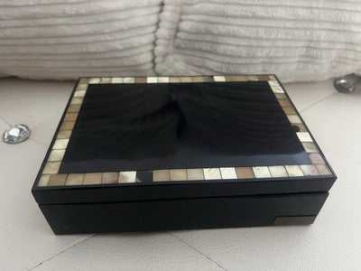 Lipschütz Box Wood Black Polished To Mirror Inlay Mosaic Vintage 6