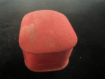 🔴 Scatola orecchini astuccio custodia gioiello originale seta rossa antica 1920