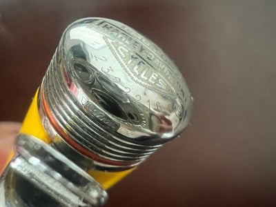 🔴 HARLEY DAVIDSON penna sfera lacca gialla lucida brillante e cromata scrive