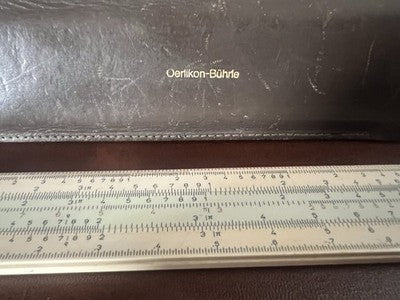 🔴 Regolo calcolatore Oerlikon-Bührle modello Rietz 0123 con custodia original