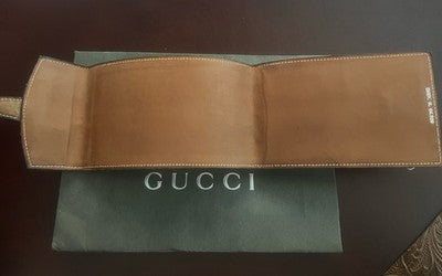 🔴 GUCCI porta documenti pelle marrone brev. N. 64.509 con busta vintage