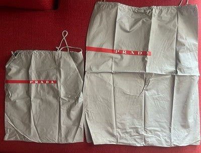 🔴 PRADA sacche borsa scarpe anti polvere o viaggio PVC originali 2 PEZZI