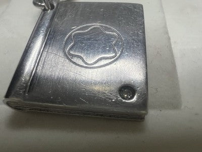🔴 MONTBLANC 925 Silver pendant small diamond book ingot lobster clasp 