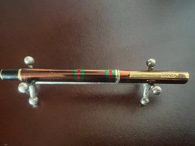 Gucci Pen Ball Lacquer Brown Headbands Green Red Clip Vintage Gold