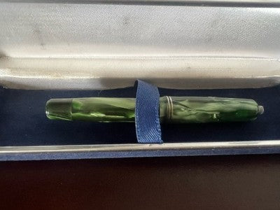 Tibaldi Stylo-Plume Stylo à Plume Incassable Celluloid Vert Or Vintage