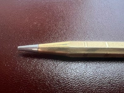 Vintage Druckbleistift, vergoldet, achteckiges Griffstück, Minenladesystem 