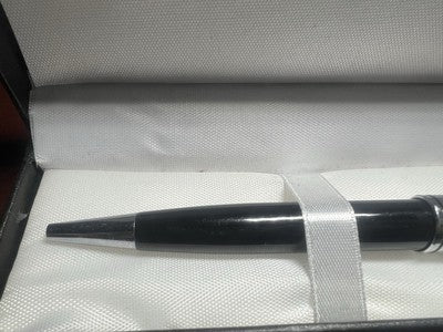 Balenciaga Stylo-Plume Sphère Laque Noire Profils Chrome Mécanisme Automatique 