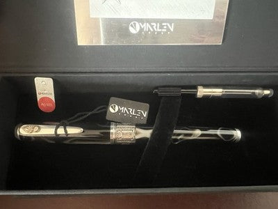 🔴 MARLEN penna stilografica Esercito Slim Edition resina Argento 925 garanzia