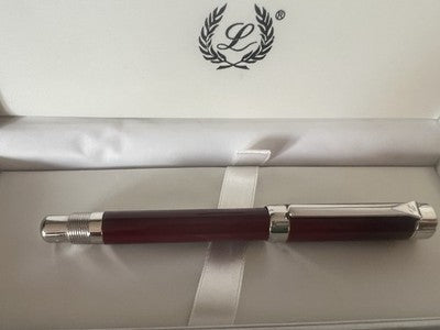 🔴 LABAN penna stilografica Britannia lacca blordeaux pennino M nuova NOS