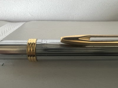 🔴 WATERMAN penna sfera Gentleman cromata particolari laminati oro scrive