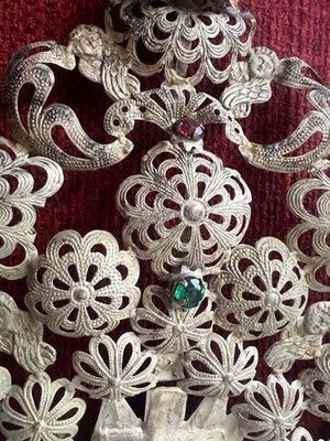 🔴 Ex voto Herz SILBER 800 cm Höhe 48 Barockdesign Italien Vintage SELTEN 