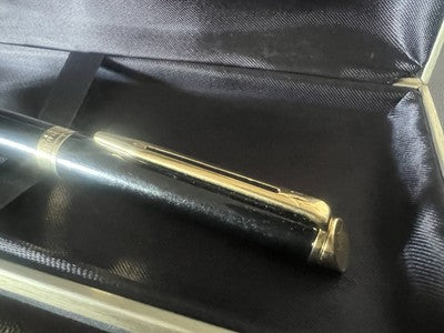 🔴 WATERMAN penna stilografica Perface lacca nera pennino M profili dorati