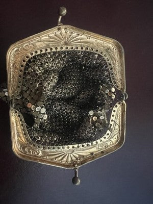 Bourse Porte-Monnaie Jersey Métallique D'Or Belle Epoque Vintage