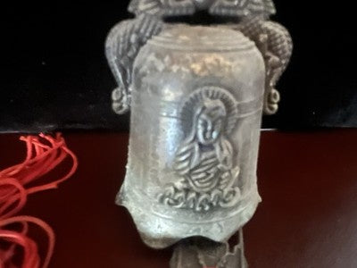BELL Cloche Rituel Bouddhiste Dragons Inscriptions Chinoises 