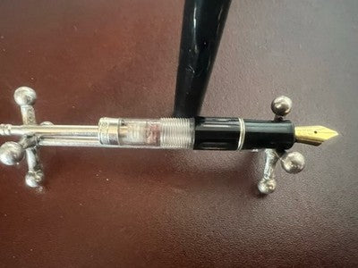 🔴 CONDOR penna stilografica stiloforo scrivania pistone pennino Italic vintage