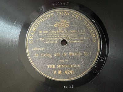 Disque GRAMOPHONE CONCERT 78 Tours Gomme Laque V.M.4241 Les Minstrels