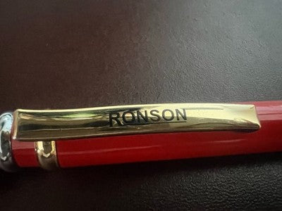 Ronson Pen Ball Lacquer Red Fuoco With Gold Marking Vintage