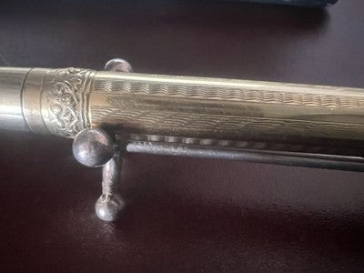 Invicta Fountain Pen Retractable Chiseled Plated Gold Pen 14k Vintage Style