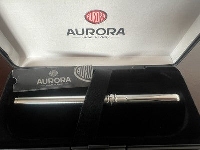 🔴 AURORA penna stilografica Magellano cromata profili lucidi M con garanzia N