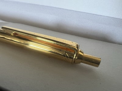 🔴 MONTEGRAPPA penna sfera placcata oro pulsante a scatto scrive 2