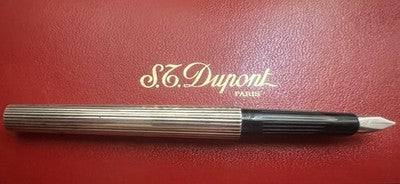 🔴 DUPONT penna stilografica ARGENTO 925 pennino ORO 18 carati no cappuccio