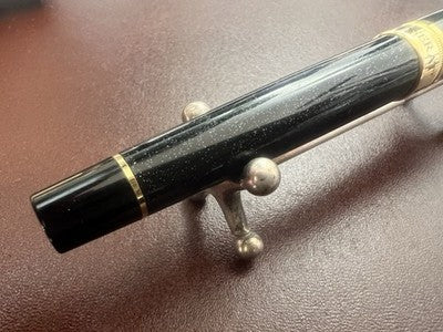 🔴 MASERATI penna stilografica resina nera iridescente blu profili dorati NOS