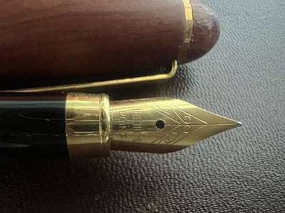 🔴 Penna sfera stilografica LEGNO pennino Iridium 6 scrivono astuccio vintage