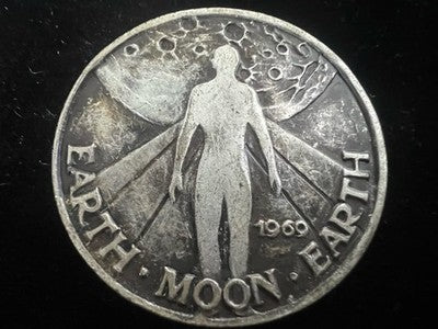 🔴 MEDAGLIA COMMEMORATIVA APOLLO MOON EARTH 100 GOLD TEMPO VINTAGE