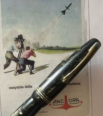 Ancre Stylo-Plume Stylo à Plume Celluloid Noire en Marbre Charge Levier Rétro 