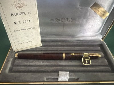🔴 PARKER penna stilografica 75 lacca Thuja pennino ORO F garanzia nuova