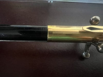 🔴 AURORA penna sfera 98 resina nera cappuccio metallo dorato scrive vintage