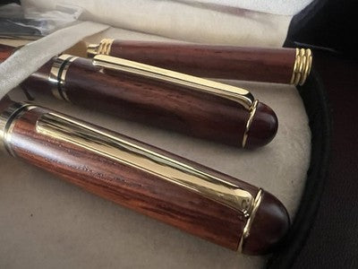 Karnak Set Bureau Bois Avec Stylo à Plume Et Sphère Avec Ouvre-Lettre Vintag