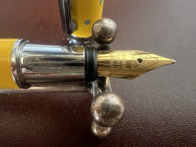 🔴 CAMPO MARZIO mini fountain pen for diary yellow lacquer polka dots writes 