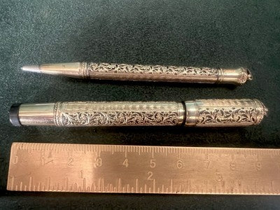 Europe Stylo-Plume Stylo à Plume Rétractable Or 14 Et Crayon Broderie Vintage