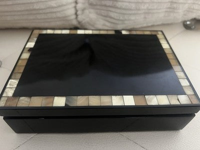 Lipschütz Box Wood Black Polished To Mirror Inlay Mosaic Vintage 6
