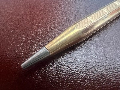 Vintage Druckbleistift, vergoldet, achteckiges Griffstück, Minenladesystem 
