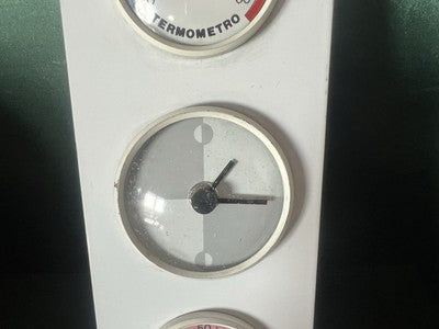 🔴 BRIO TIME orologio barometro igrometro parete muro ferro BIANCO vintage
