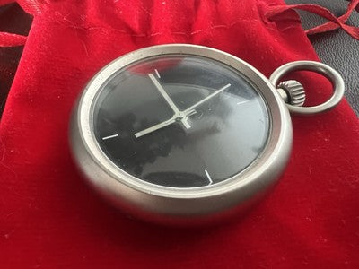 🔴 MERCEDES-BENZ orologio tasca uomo cromato satinato al quarzo quadrante nero