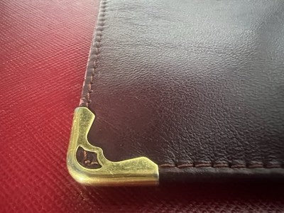 🔴 CARTIER fodero occhiali pelle bordeaux angoli rinforzati metallo vintage