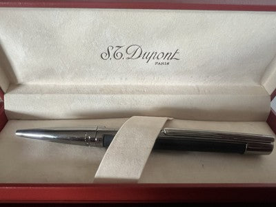 🔴 DUPONT penna sfera DEFI nera profili finitura palladio scrive con astuccio