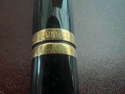 🔴 DUNHILL penna stilografica lacca nera placcata pennino ORO 14 KT Gemline M