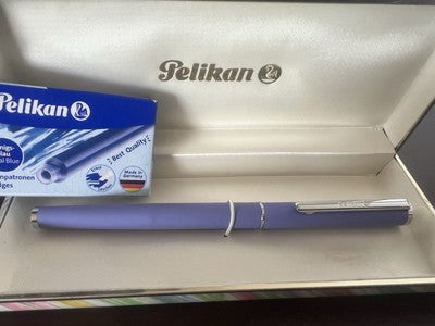 🔴 PELIKAN penna stilografica lacca viola caricamento a cartuccia F vintage