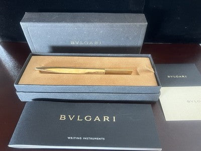 Bulgari Pen Sphere Eccentric Twist Plated Gold Pencil Case Warranty Marking